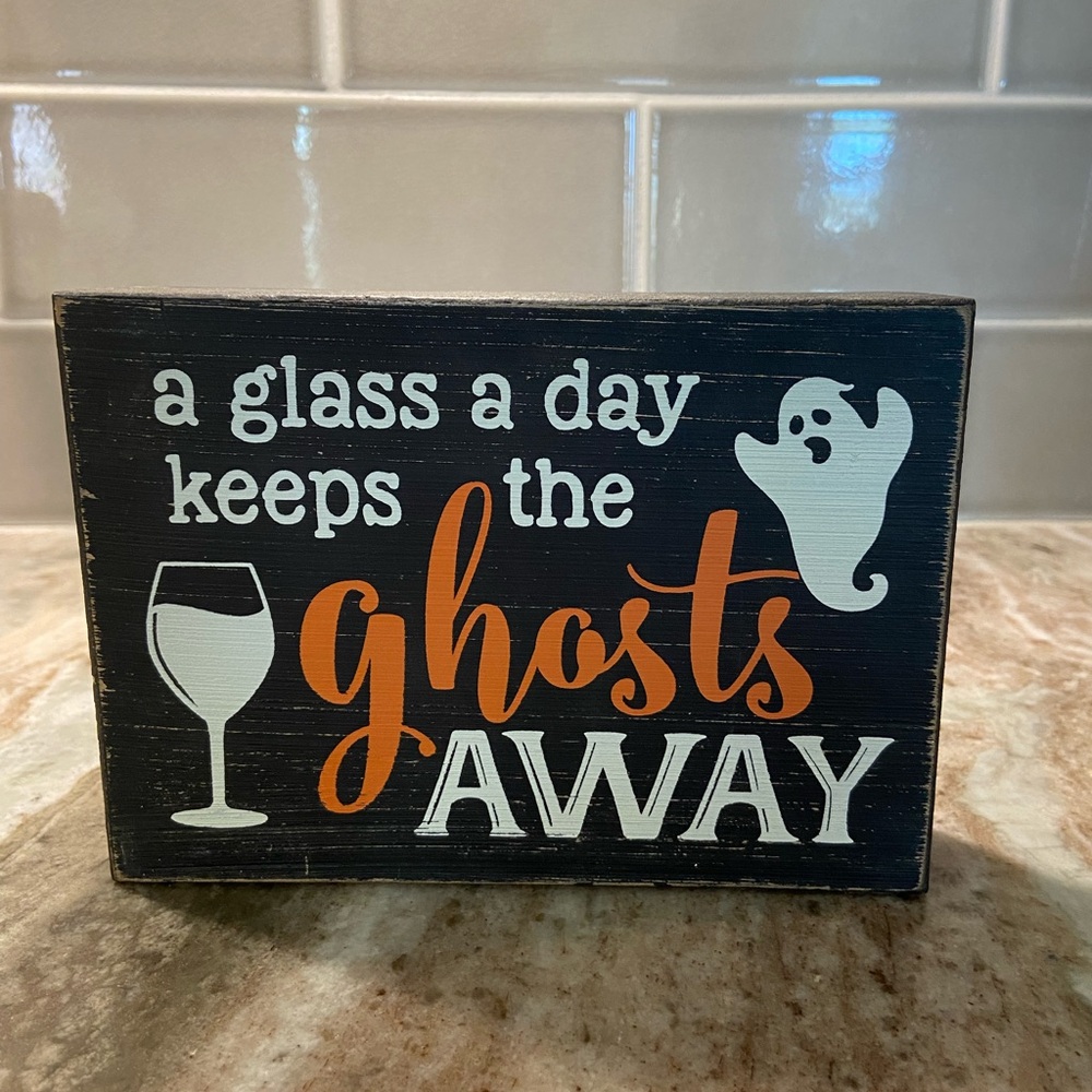 Halloween Wine Sign with Ghost Design